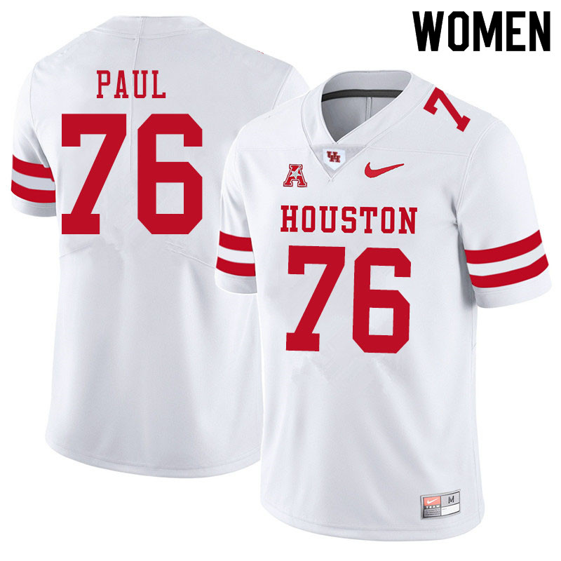 Women #76 Patrick Paul Houston Cougars College Football Jerseys Sale-White - Click Image to Close